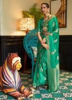 Nylon Satin Teal Festival Wear Handloom Saree